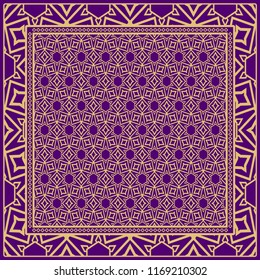 Design of a Scarf with a Geometric Flower Pattern . Vector illustration. Seamless. For Print Bandana, Shawl, Carpet, tablecloth, bed cloth, fashion.