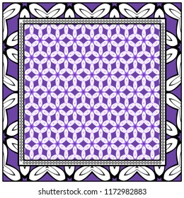 Design of a Scarf with a Geometric Flower Pattern . Vector illustration. Seamless. For Print Bandana, Shawl, Carpet, tablecloth, bed cloth, fashion.