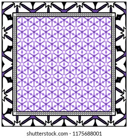 Design of a Scarf with a Geometric Flower Pattern . Vector illustration. Seamless. For Print Bandana, Shawl, Carpet, tablecloth, bed cloth, fashion.