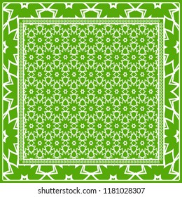 Design of a Scarf with a Geometric Flower Pattern . Vector illustration. Seamless. For Print Bandana, Shawl, Carpet, tablecloth, bed cloth, fashion.