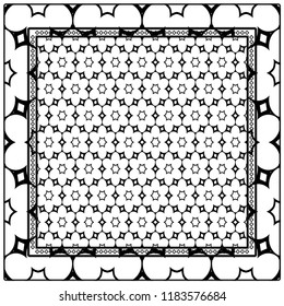 Design of a Scarf with a Geometric Flower Pattern . Vector illustration. Seamless. For Print Bandana, Shawl, Carpet, tablecloth, bed cloth, fashion
