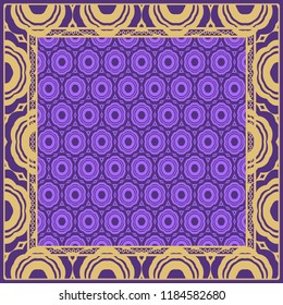 Design of a Scarf with a Geometric Flower Pattern . Vector illustration. Seamless. For Print Bandana, Shawl, Carpet, tablecloth, bed cloth, fashion