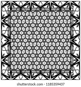 Design of a Scarf with a Geometric Flower Pattern . Vector illustration. Seamless. For Print Bandana, Shawl, Carpet, tablecloth, bed cloth, fashion
