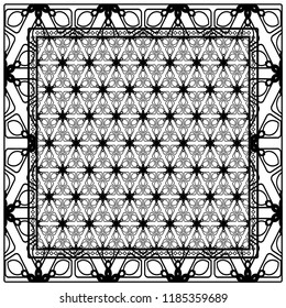 Design of a Scarf with a Geometric Flower Pattern . Vector illustration. Seamless. For Print Bandana, Shawl, Carpet, tablecloth, bed cloth, fashion