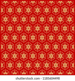 Design of a Scarf with a Geometric Flower Pattern . Vector illustration. Seamless. For Print Bandana, Shawl, Carpet, tablecloth, bed cloth, fashion.