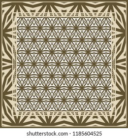 Design of a Scarf with a Geometric Flower Pattern . Vector illustration. Seamless. For Print Bandana, Shawl, Carpet, tablecloth, bed cloth, fashion.