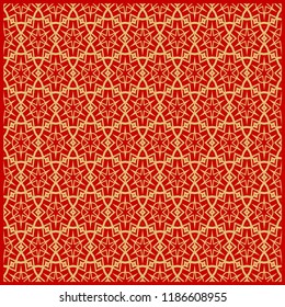 Design of a Scarf with a Geometric Flower Pattern . Vector illustration. Seamless. For Print Bandana, Shawl, Carpet, tablecloth, bed cloth, fashion.