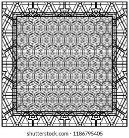 Design of a Scarf with a Geometric Flower Pattern . Vector illustration. Seamless. For Print Bandana, Shawl, Carpet, tablecloth, bed cloth, fashion.
