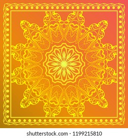Design of a Scarf with a Geometric Flower Pattern . Vector illustration. Seamless. For Print Bandana, Shawl, Carpet, tablecloth, bed cloth, fashion.