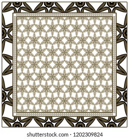 Design of a Scarf with a Geometric Flower Pattern . Vector illustration. Seamless. For Print Bandana, Shawl, Carpet, tablecloth, bed cloth, fashion.