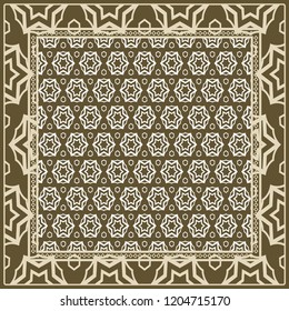 Design of a Scarf with a Geometric Flower Pattern . Vector illustration. Seamless. For Print Bandana, Shawl, Carpet, tablecloth, bed cloth, fashion