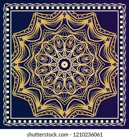 Design of a Scarf with a Geometric Flower Pattern . Vector illustration. Seamless. For Print Bandana, Shawl, Carpet, tablecloth, bed cloth, fashion.