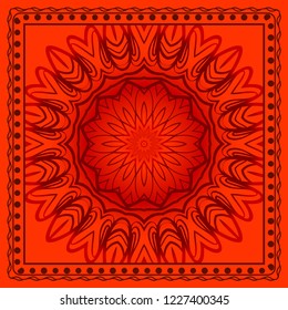 Design of a Scarf with a Geometric Flower Pattern . Vector illustration. Seamless. For Print Bandana, Shawl, Carpet, tablecloth, bed cloth, fashion.