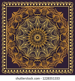 Design of a Scarf with a Geometric Flower Pattern . Vector illustration. Seamless. For Print Bandana, Shawl, Carpet, tablecloth, bed cloth, fashion.