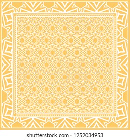 Design of a Scarf with a Geometric Flower Pattern . Vector illustration. Seamless. For Print Bandana, Shawl, Carpet, tablecloth, bed cloth, fashion.