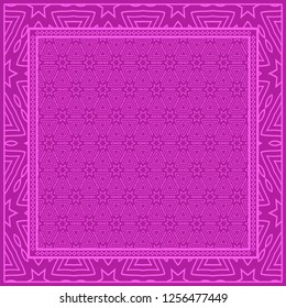 Design of a Scarf with a Geometric Flower Pattern . Vector illustration. Seamless. For Print Bandana, Shawl, Carpet, tablecloth, bed cloth, fashion.