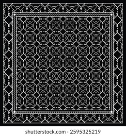 Design of a Scarf with a Geometric Pattern . illustration. Seamless. For Print Bandana, Shawl, Carpet, tablecloth, bed cloth, fashion