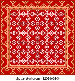 Design of a Scarf with a Geometric Pattern . for Scarf Print, Fabric, Covers, Scrapbooking, Bandana, Pareo, Shawl. Vector illustration