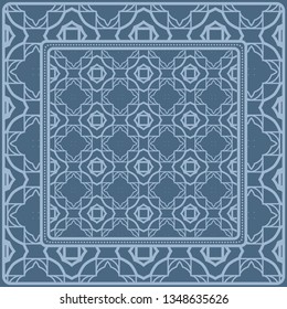 Design Of A Scarf With A Geometric Pattern . For Scarf Print, Fabric, Covers, Scrapbooking, Bandana, Pareo, Shawl. Vector Illustration