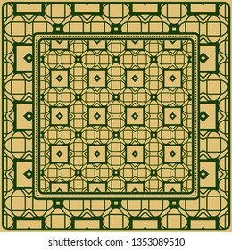 Design Of A Scarf With A Geometric Pattern . For Scarf Print, Fabric, Covers, Scrapbooking, Bandana, Pareo, Shawl. Vector Illustration