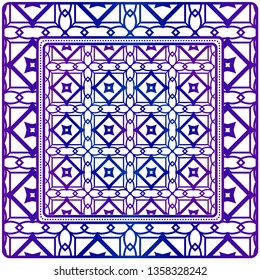 Design Of A Scarf With A Geometric Pattern . For Scarf Print, Fabric, Covers, Scrapbooking, Bandana, Pareo, Shawl. Vector Illustration