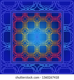 Design Of A Scarf With A Geometric Pattern . For Scarf Print, Fabric, Covers, Scrapbooking, Bandana, Pareo, Shawl. Vector Illustration