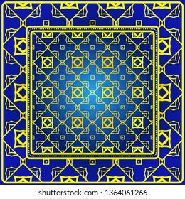 Design Of A Scarf With A Geometric Pattern . For Scarf Print, Fabric, Covers, Scrapbooking, Bandana, Pareo, Shawl. Vector Illustration