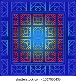 Design Of A Scarf With A Geometric Pattern . For Scarf Print, Fabric, Covers, Scrapbooking, Bandana, Pareo, Shawl. Vector Illustration