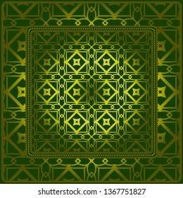 Design Of A Scarf With A Geometric Pattern . For Scarf Print, Fabric, Covers, Scrapbooking, Bandana, Pareo, Shawl. Vector Illustration