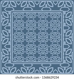 Design Of A Scarf With A Geometric Pattern . For Scarf Print, Fabric, Covers, Scrapbooking, Bandana, Pareo, Shawl. Vector Illustration