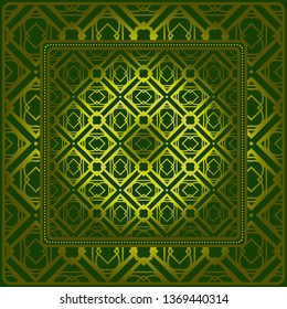 Design Of A Scarf With A Geometric Pattern . For Scarf Print, Fabric, Covers, Scrapbooking, Bandana, Pareo, Shawl. Vector Illustration