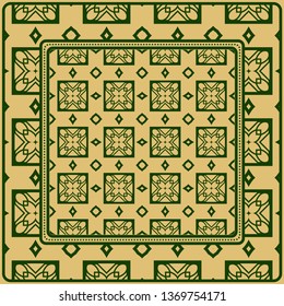 Design Of A Scarf With A Geometric Pattern . For Scarf Print, Fabric, Covers, Scrapbooking, Bandana, Pareo, Shawl. Vector Illustration
