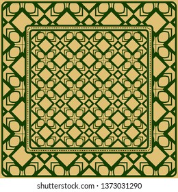 Design Of A Scarf With A Geometric Pattern . For Scarf Print, Fabric, Covers, Scrapbooking, Bandana, Pareo, Shawl. Vector Illustration