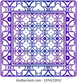 Design Of A Scarf With A Geometric Pattern . For Scarf Print, Fabric, Covers, Scrapbooking, Bandana, Pareo, Shawl. Vector Illustration
