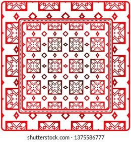 Design Of A Scarf With A Geometric Pattern . For Scarf Print, Fabric, Covers, Scrapbooking, Bandana, Pareo, Shawl. Vector Illustration