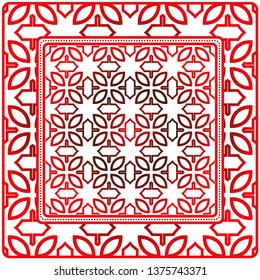 Design Of A Scarf With A Geometric Pattern . For Scarf Print, Fabric, Covers, Scrapbooking, Bandana, Pareo, Shawl. Vector Illustration