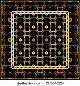 Design Of A Scarf With A Geometric Pattern . For Scarf Print, Fabric, Covers, Scrapbooking, Bandana, Pareo, Shawl. Vector Illustration