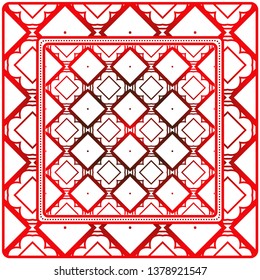 Design Of A Scarf With A Geometric Pattern . For Scarf Print, Fabric, Covers, Scrapbooking, Bandana, Pareo, Shawl. Vector Illustration