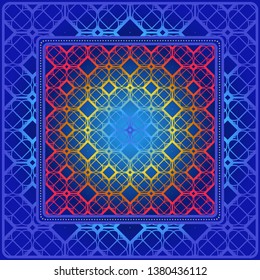 Design Of A Scarf With A Geometric Pattern . For Scarf Print, Fabric, Covers, Scrapbooking, Bandana, Pareo, Shawl. Vector Illustration