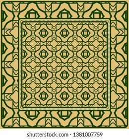 Design Of A Scarf With A Geometric Pattern . For Scarf Print, Fabric, Covers, Scrapbooking, Bandana, Pareo, Shawl. Vector Illustration