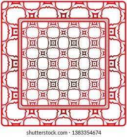 Design Of A Scarf With A Geometric Pattern . For Scarf Print, Fabric, Covers, Scrapbooking, Bandana, Pareo, Shawl. Vector Illustration
