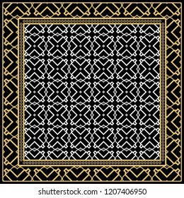 Design of a Scarf with a Geometric Pattern . Vector illustration. Seamless. For Print Bandana, Shawl, Carpet, tablecloth, bed cloth, fashion.