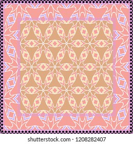 Design of a Scarf with a Geometric Pattern . Vector illustration. Seamless. For Print Bandana, Shawl, Carpet, tablecloth, bed cloth, fashion.
