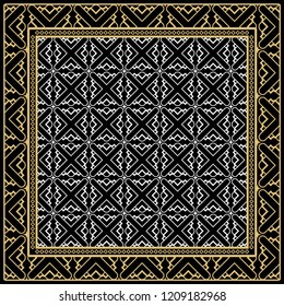 Design of a Scarf with a Geometric Pattern . Vector illustration. Seamless. For Print Bandana, Shawl, Carpet, tablecloth, bed cloth, fashion.
