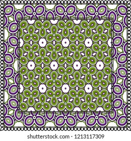 Design of a Scarf with a Geometric Pattern . Vector illustration. Seamless. For Print Bandana, Shawl, Carpet, tablecloth, bed cloth, fashion.