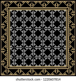 Design of a Scarf with a Geometric Pattern . Vector illustration. Seamless. For Print Bandana, Shawl, Carpet, tablecloth, bed cloth, fashion.