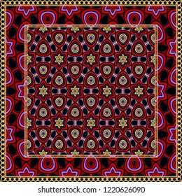 Design of a Scarf with a Geometric Pattern . Vector illustration. Seamless. For Print Bandana, Shawl, Carpet, tablecloth, bed cloth, fashion.