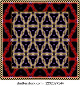 Design of a Scarf with a Geometric Pattern . Vector illustration. Seamless. For Print Bandana, Shawl, Carpet, tablecloth, bed cloth, fashion.