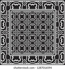 Design Of A Scarf With A Geometric Pattern . Vector illustration. Black and white color. For fashion print, modern design, scrapbooking, background