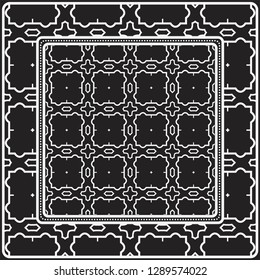 Design Of A Scarf With A Geometric Pattern . Vector illustration. Black and white color. For fashion print, modern design, scrapbooking, background